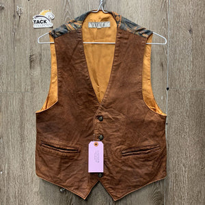 "Feline" Leather & Satin Western Style Vest *vgc, crinkled
