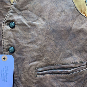 "Feline" Leather & Satin Western Style Vest *vgc, crinkled
