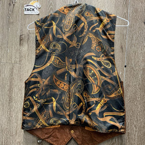 "Feline" Leather & Satin Western Style Vest *vgc, crinkled