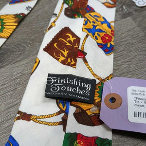 "Finishing Touches" 100% Cotton Tie - Western Theme *xc/like new, clean, older