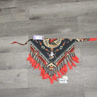 Western Bandana Scarf, beads *xc/like new, older, mnr dirt?stain
