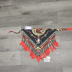 Western Bandana Scarf, beads *xc/like new, older, mnr dirt?stain