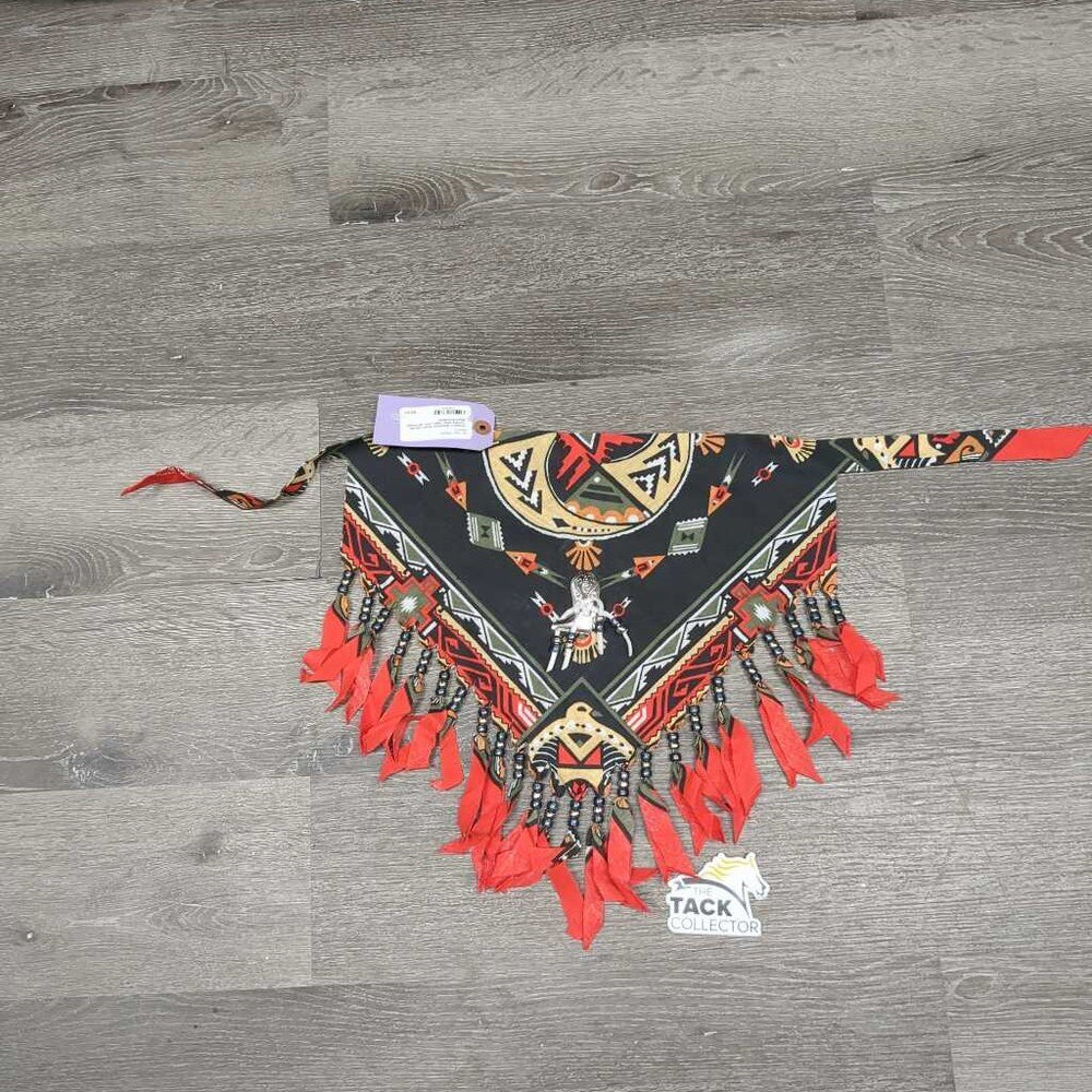 Western Bandana Scarf, beads *xc/like new, older, mnr dirt?stain