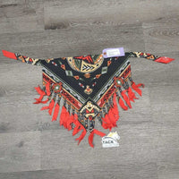Western Bandana Scarf, beads *xc/like new, older, mnr dirt?stain
