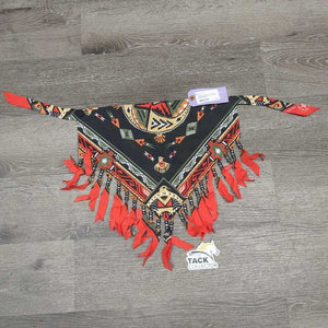 Western Bandana Scarf, beads *xc/like new, older, mnr dirt?stain