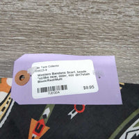 Western Bandana Scarf, beads *xc/like new, older, mnr dirt?stain
