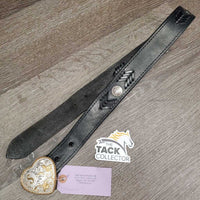 Tooled Leather Western Belt, Heart Belt Buckle *gc, mnr dents & scratches, Buckle back: v.stained
