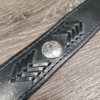 Tooled Leather Western Belt, Heart Belt Buckle *gc, mnr dents & scratches, Buckle back: v.stained
