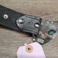Tooled Leather Western Belt, Heart Belt Buckle *gc, mnr dents & scratches, Buckle back: v.stained
