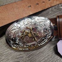JUNIORS Tooled Leather Western Belt, Buckle *vgc, clean & mnr scuffs
