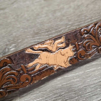 JUNIORS Tooled Leather Western Belt, Buckle *vgc, clean & mnr scuffs

