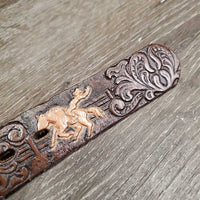 JUNIORS Tooled Leather Western Belt, Buckle *vgc, clean & mnr scuffs
