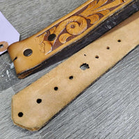 Tooled Western Belt *vgc, enlarged hole, scraped edges, trimmed end, stain