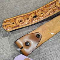 Tooled Western Belt *vgc, enlarged hole, scraped edges, trimmed end, stain