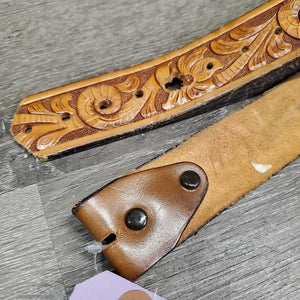 Tooled Western Belt *vgc, enlarged hole, scraped edges, trimmed end, stain