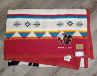 82% Thick Wool & 18% Cotton Blanket "Embroidered Face - March 27, 2022" *xc/like new, clean, mnr hair
