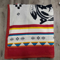 82% Thick Wool & 18% Cotton Blanket "Embroidered Face - March 27, 2022" *xc/like new, clean, mnr hair