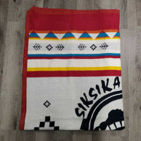 82% Thick Wool & 18% Cotton Blanket "Embroidered Face - March 27, 2022" *xc/like new, clean, mnr hair