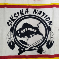 82% Thick Wool & 18% Cotton Blanket "Embroidered Face - March 27, 2022" *xc/like new, clean, mnr hair