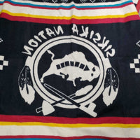 82% Thick Wool & 18% Cotton Blanket "Embroidered Face - March 27, 2022" *xc/like new, clean, mnr hair
