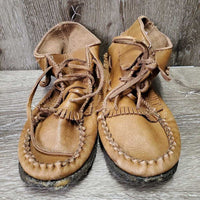 Leather Moccassins, thick rubber soles *vgc, mnr clean, rubs & frayed
