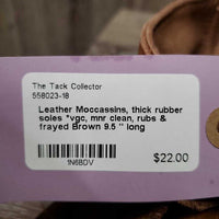 Leather Moccassins, thick rubber soles *vgc, mnr clean, rubs & frayed
