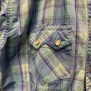 Vintage LS Western Shirt, snaps *gc, puckers, crinkled