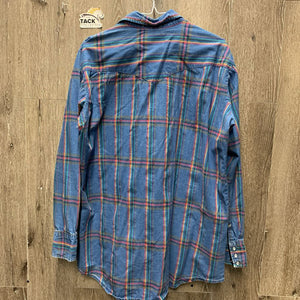 MENS LS Western Shirt, snaps *gc, faded, wrinkles, rubs, puckers