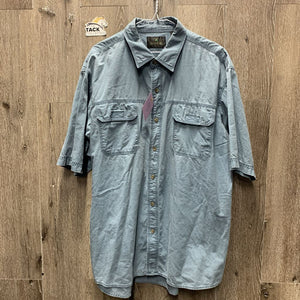 MENS SS Western Shirt *gc, crinkled, faded, older?, stained collar