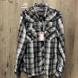 "ReRun" Roll Up LS Western Shirt *gc, crinkles, puckers