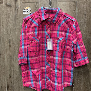 "Pilote & Fillies" 1/2 Sleeve Western Shirt, *gc, older, puckers