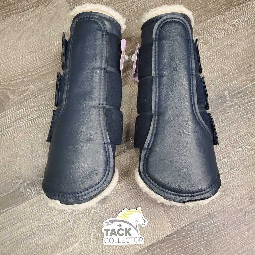 Pr Closed Boots, Wool Fleece, velcro *vgc/gc, clean, mnr hair, thin edges, clumpy & stains?