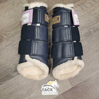 Pr Closed Boots, Wool Fleece, velcro *vgc/gc, clean, mnr hair, thin edges, clumpy & stains?
