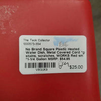 Square Plastic Heated Water Dish, Metal Covered Cord *gc, stains, scratches, WORKS

