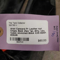 Pr Leather Half Chaps, Back Zips *gc, dirty, rubs, faded, stretched
