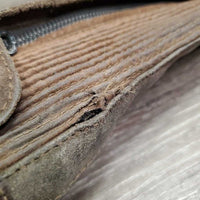 JUNIORS Suede Half Chaps *gc/fair, rubs, older, faded, dirty, rubs, torn edge, unstitched