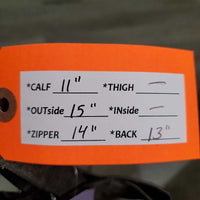 JUNIORS Suede Half Chaps *gc/fair, rubs, older, faded, dirty, rubs, torn edge, unstitched
