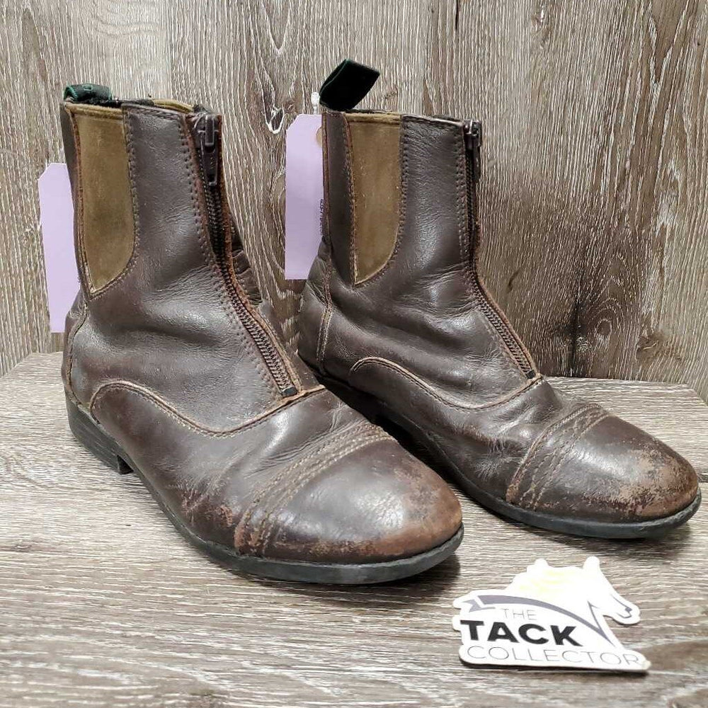 JUNIORS Paddock Boots, Zips *gc/fair, clean, v.rubbed & scraped, toe dents, pills, rubs, hair, residue