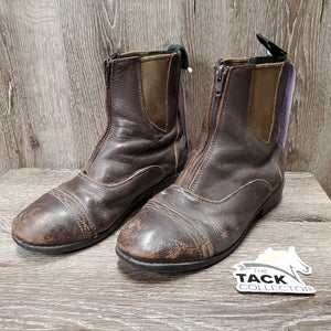JUNIORS Paddock Boots, Zips *gc/fair, clean, v.rubbed & scraped, toe dents, pills, rubs, hair, residue