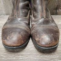 JUNIORS Paddock Boots, Zips *gc/fair, clean, v.rubbed & scraped, toe dents, pills, rubs, hair, residue
