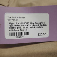 JUNIORS Hvy Breeches *gc, older, shrunk?puckered, faded, knees: pilly, stretched & undone stitching
