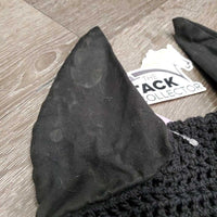 Crochet Ear Bonnet Fly Veil, x2 piping *gc/fair, faded, v.curled edges, hairy, discolored inside
