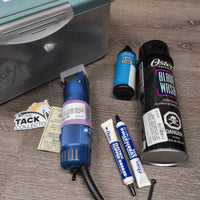 2 Spd Clippers, 10 Blade, Cover, 2 springs, oil, grease, lube, brush, wash, Box *vgc, clean, mnr hair, SOUND Great, WORK, marker