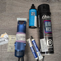 2 Spd Clippers, 10 Blade, Cover, 2 springs, oil, grease, lube, brush, wash, Box *vgc, clean, mnr hair, SOUND Great, WORK, marker
