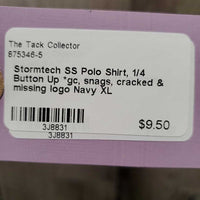 SS Polo Shirt, 1/4 Button Up *gc, snags, cracked & missing logo

