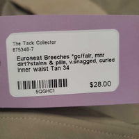 Euroseat Breeches *gc/fair, mnr dirt?stains & pills, v.snagged, curled inner waist
