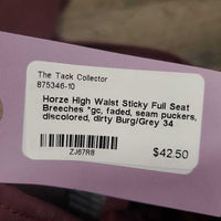 High Waist Sticky Full Seat Breeches *gc, faded, seam puckers, discolored, dirty