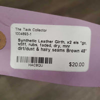 Synthetic Leather Girth, x2 els *gc, stiff, rubs, faded, dry, mnr dirt/dust & hairy seams