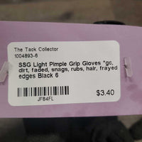 Light Pimple Grip Gloves *gc, dirt, faded, snags, rubs, hair, frayed edges
