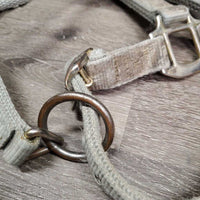 Thick Nylon Halter, adj, snap *fair, stains, pulled holes, frayed edges, faded, stained, dirty